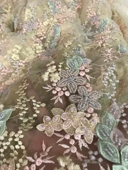 

Embroidery tulle mesh fabric S1871115 Bridal beaded lace fabric African French fabric cord lace fabric