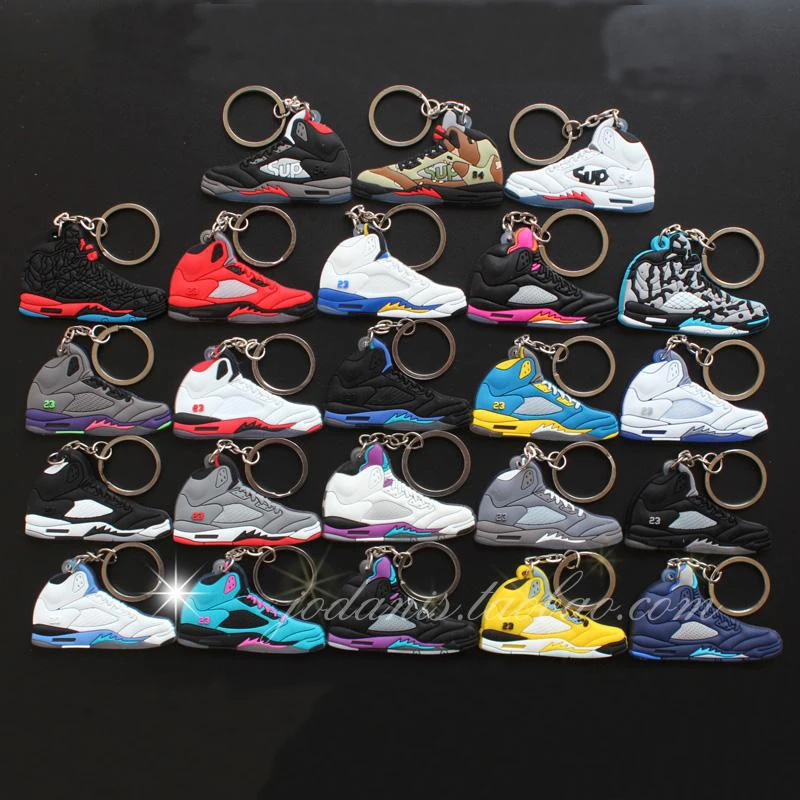 

24Pcs/Lot Anime AJ 5 Key Chain For Men Woman Silicone Sneaker Keychain Mini Figure Toys Holder Gifts AJ 5 Pendant