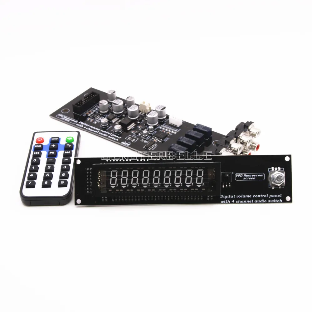 Assembly CS3310 Remote Preamplifier Board With VFD Display 4-way Input HiFi Preamp Remote Control Digital Volume Control Board