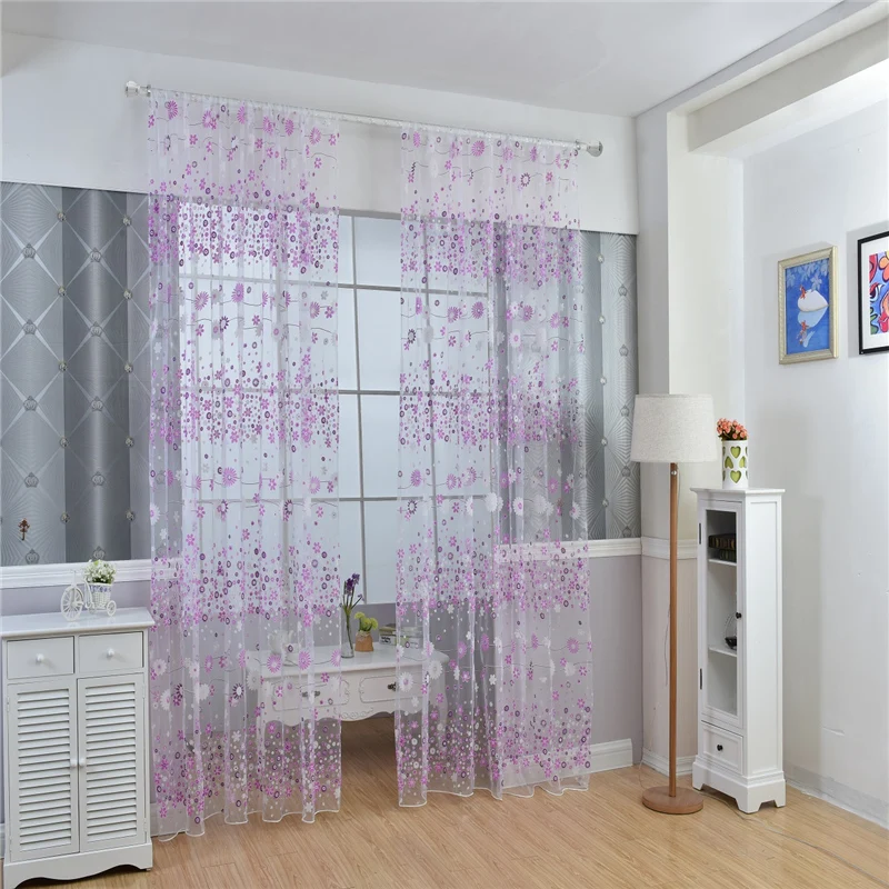 

Left and Right Biparting Open Flower Flat Window Curtain Decorate Perspective Window Curtain
