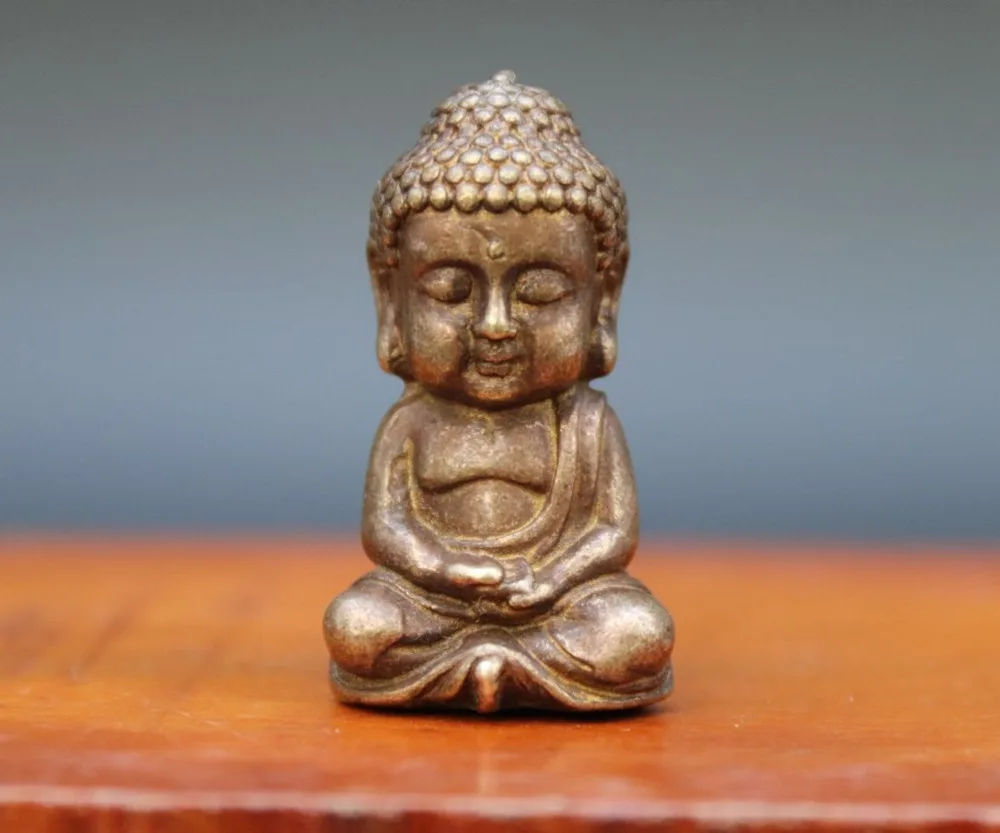 

4 CM Chinese Pure Bronze Sakyamuni shakyamuni Tathagata Buddha Amulet Sit Statue