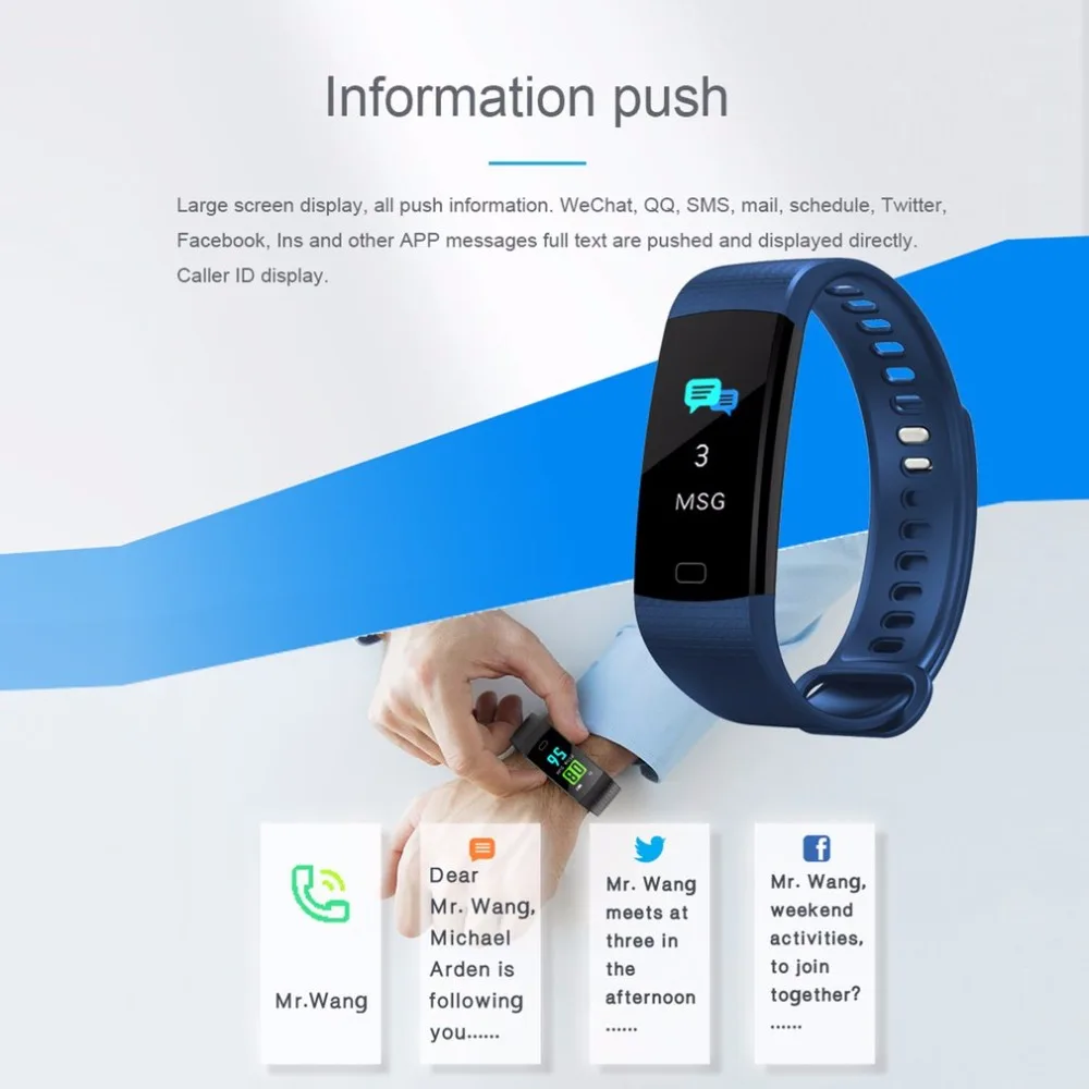 Health Sleep Smart Watch Men Y5 Sports Smart Band Pulsometer Fitness Smart Bracelet Tracker Pedometer Vibrating Alarm Clock