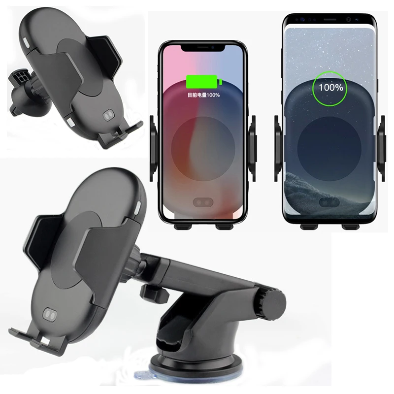 Infrared Sensor Automatic Car Wireless Charger For iphone X 8 Plus For Samsung S8 S9 Note 9 8 QI Fast Charge Sucker Phone Moun
