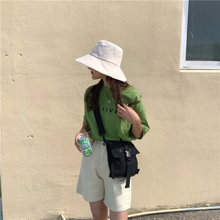Alasir цепочки букв холщовые сумки через плечо Normcore минималистичный лоскут Сумка на плечо для женщин и мужчин буквы черные сумки-мессенджеры