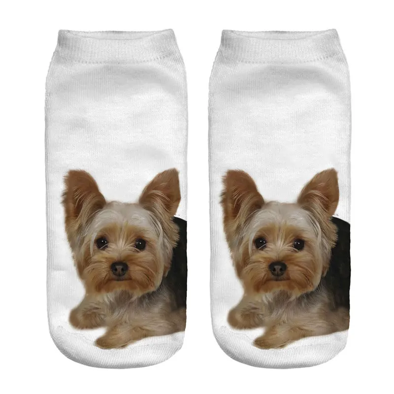 Women Schnauzer Short Socks Young Lady Girls Casual Cute 3D Dog Anklet Print Cotton Socks for Summer (7)