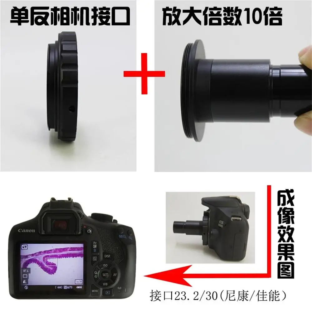 9,6 раз цифровой зеркальной камеры Canon Nikon разъем для камеры для зеркальной однообъективной камеры Камера интерфейс T2 адаптер стерео био линза для окуляра микроскопа 23,2 мм
