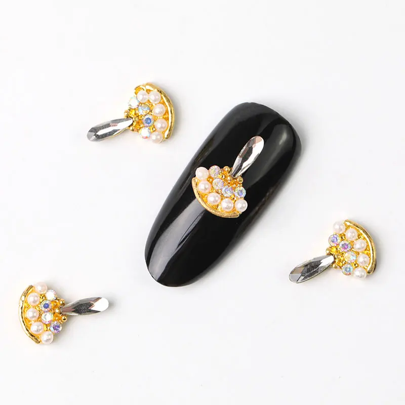 

10 pieces / bag japan korea new 3D Nail Art decoration metal fancy Style with Bling crystal pearl nail accessory DIY charm nail