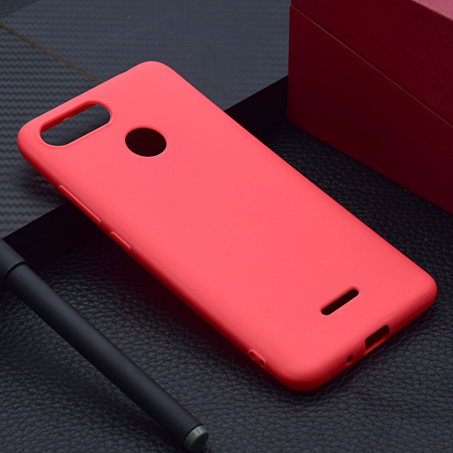 Однотонный чехол Sunjolly для Redmi 6 мягкий силиконовый из ТПУ розового и синего цвета