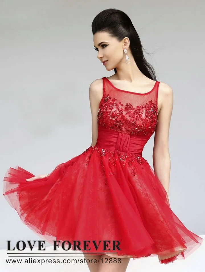 Backless V Back Red Black Tulle Lace Plus Size Cocktail Dress ...