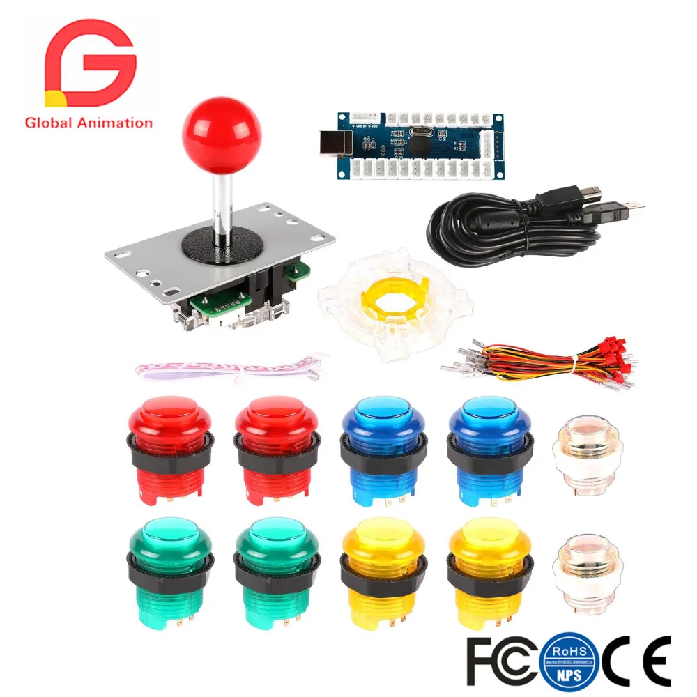 

LED Arcade Game DIY Kit For Joystick MAME Raspberry Pi Zero Delay USB Encoder + LED Push Button Octagonal Restrictor
