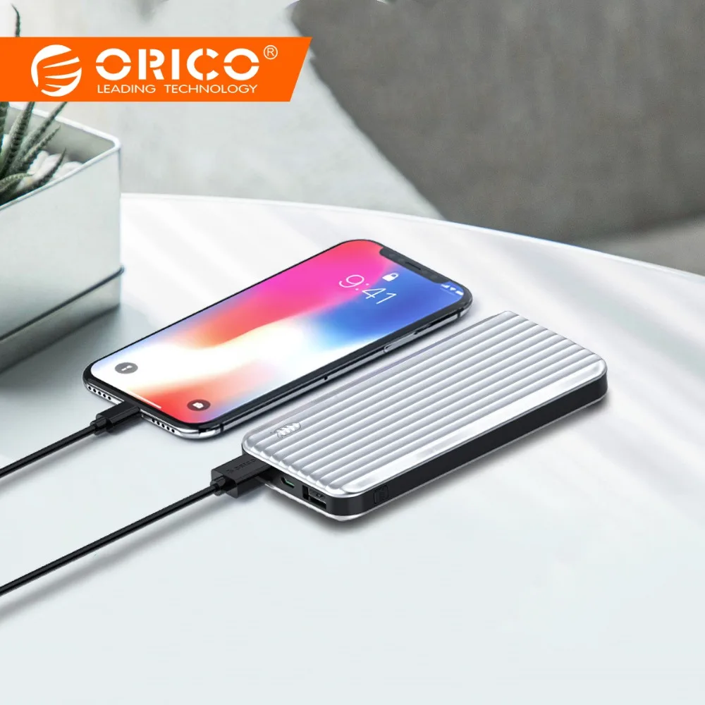 

ORICO 10000mAh Suitcase-style with Dual Ports Quick Charge Power Bank with LED Indicator for iPhone Xr Max for Xiaomi for Huawei