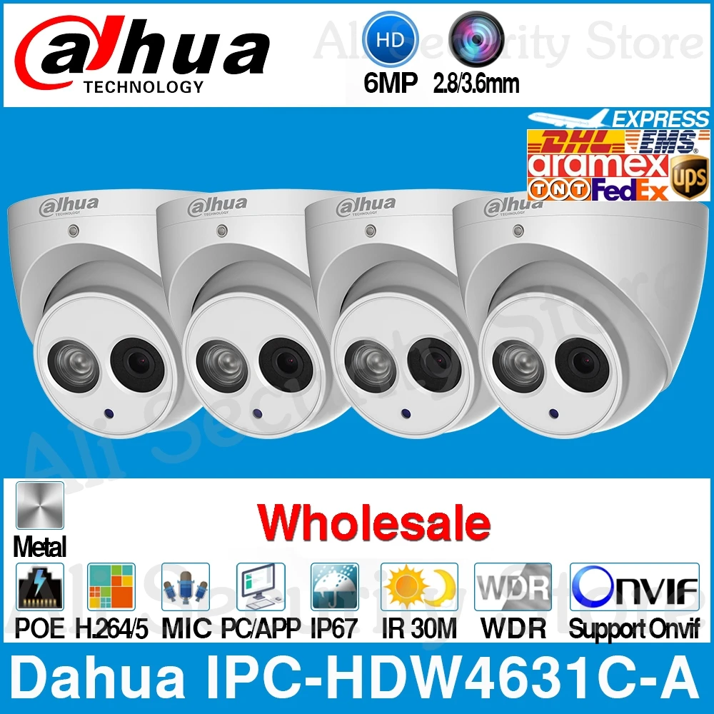 Dahua IPC-HDW4631C-A 6MP HD POE сетевая Мини купольная IP камера металлический Встроенный микрофон CCTV 30 м ИК Onvif от IPC-HDW4433C-A