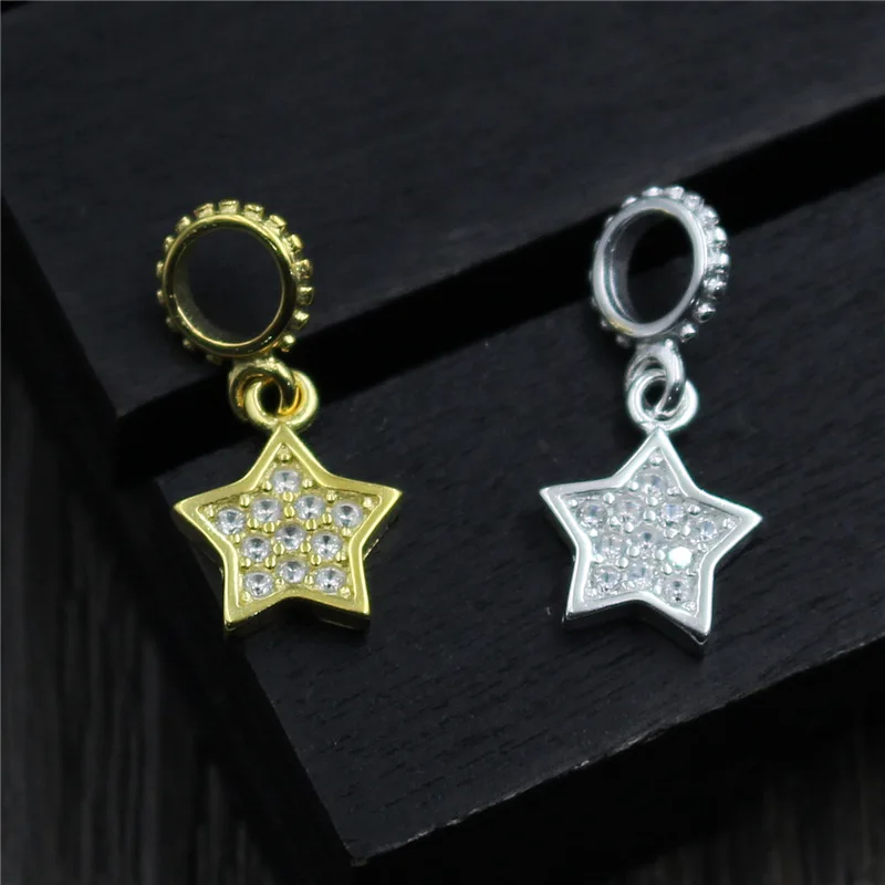Настоящее серебро 925 пробы DIY аксессуары пятиконечная звезда Шарм комплект с
