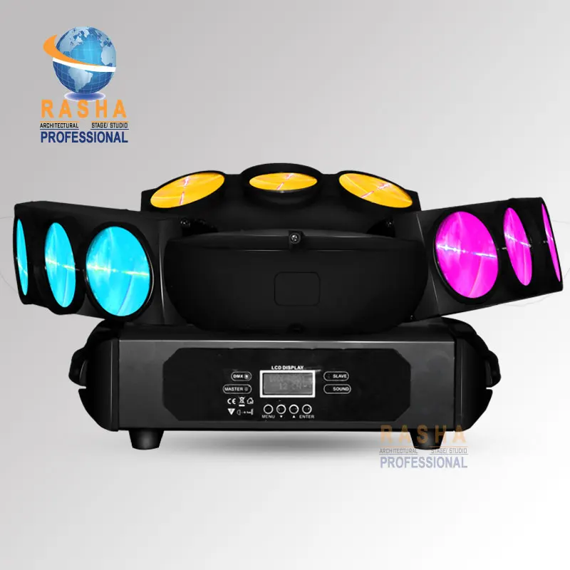 

Rasha Chaos Three Heads 9*12W LEDs 4in1 RGBW LED,Triangle DMX512 Pixel LED Spider Beam For Stage Event Party,12/43CH