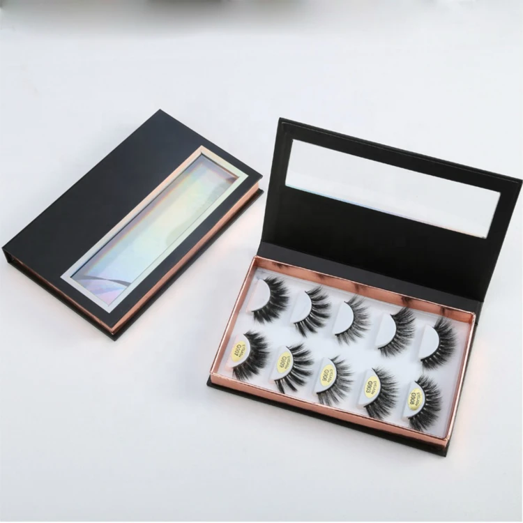

Cosmetics Empty eyelash packaging 5 pair False eyelashes Packaging magnetic box 3D mink eye lashes package holographic paper box