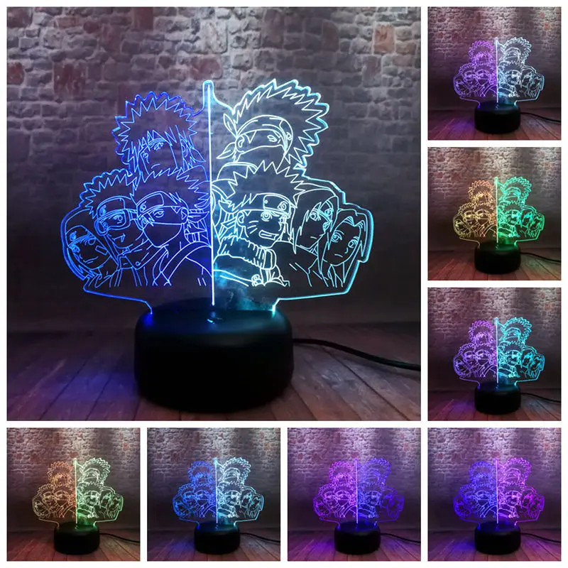 

Light-up Model 3D Illusion Nightlight LED Colors Mixed Changing Light konohagakurenosato Japan Manga Naruto Anime Figma Toys