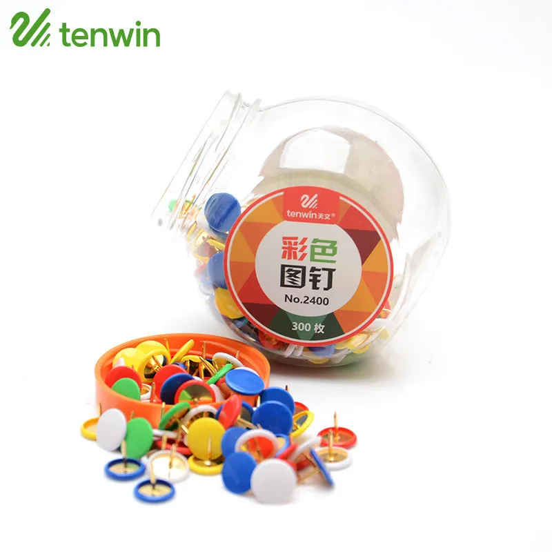 TENWIN красочные круглая голова Thumbtack для доски стены 300 шт. пакет в Творческий