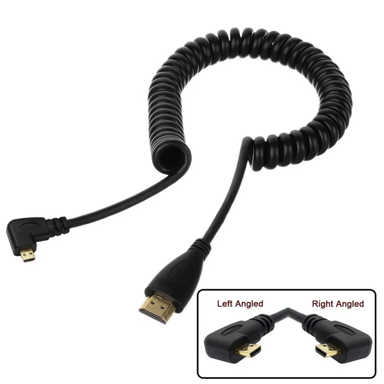 Гибкий кабель Micro Mini HDMI 90 пружин Поддержка Ethernet 3D 4K Аудио возврат для DSLR HDTV XBox