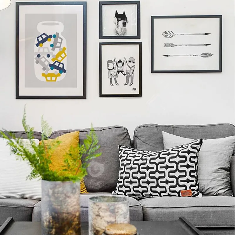 Modern-Nordic-cute-Warm-family-car-bottle-Poster-Print-Nursery-Wall-Art-Picture-Canvas-Painting-No
