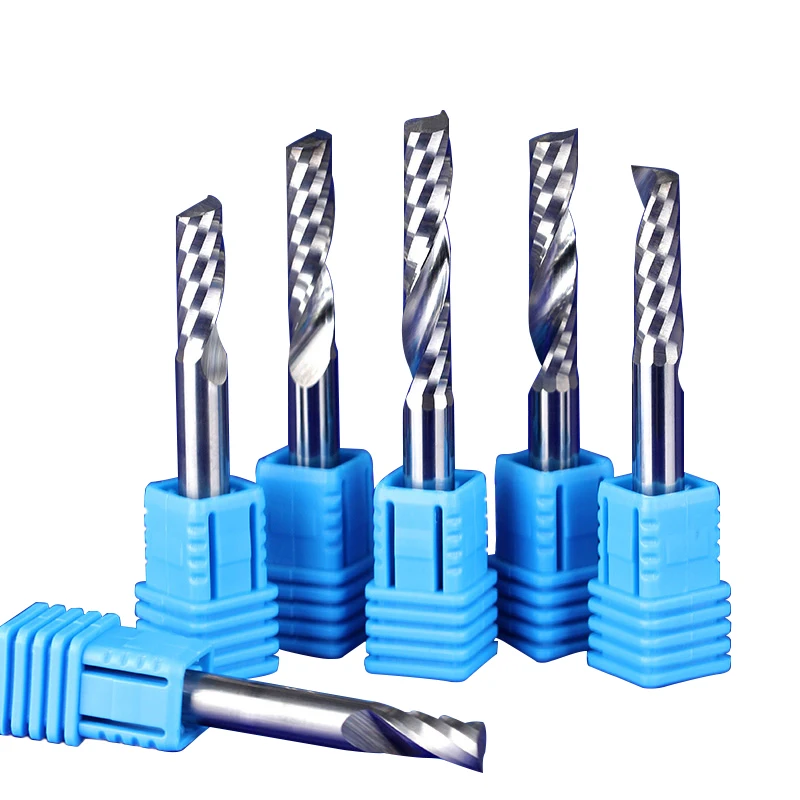 2Pcs 6mm Single Flute Spiral End Mill Carbide Router Bits for Aluminium 6*22mm