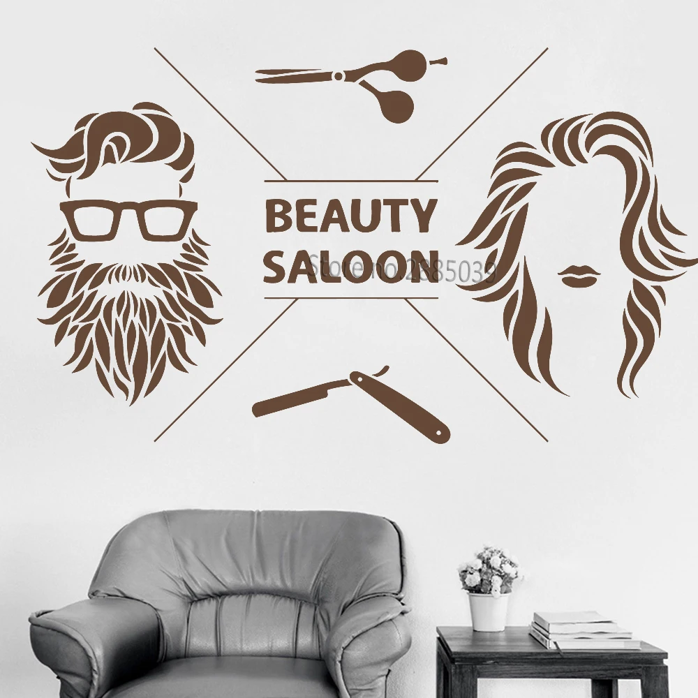 New Design Hair Salon Vinyl Wall Decal Art Beauty Saloon Barbershop Stickers Decor Murals Creative Shop Decoration Sticker Lc980 Wall Stickers Aliexpress