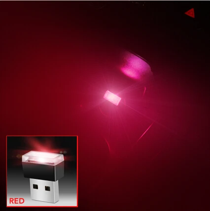 Автомобильный USB светодиодный декоративный светильник для renault duster kia Rio lada vesta opel mokka chevrolet aveo vw golf 4 7 volvo - Название цвета: Красный