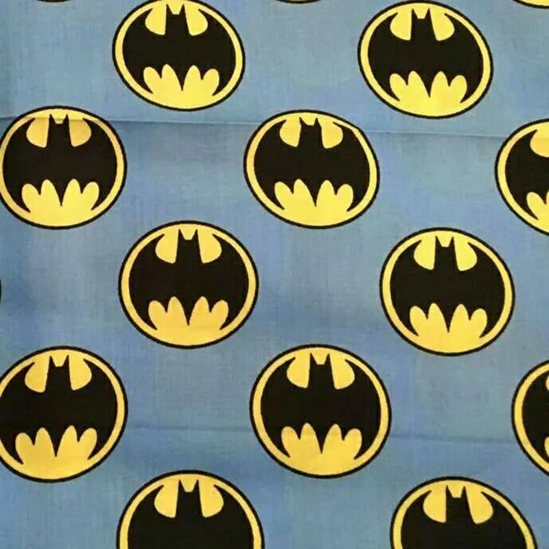 

Wide 140cm Blue Cartoon Batman Logo Print Cotton Fabric Satin Fabric Quilting Cloth Patchwork Sewing Material Diy Baby Clothing