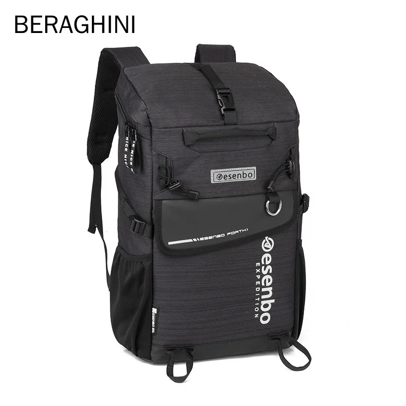 BERAGHINI, мужской рюкзак, большая вместительность, рюкзак для путешествий, водонепроницаемый нейлоновый рюкзак для мужчин, рюкзак для ноутбука, Студенческая школьная сумка