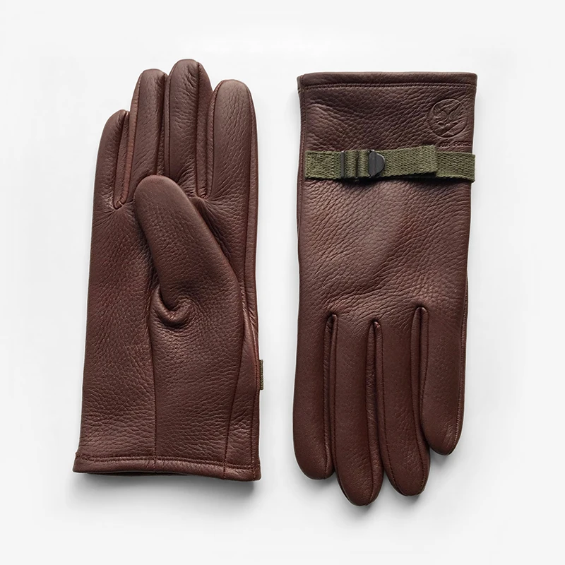  WW2 US Army Vintage Leather Gloves Fetal Cowhide Cuffs Motorcycle Biker Gloves America Military Adj