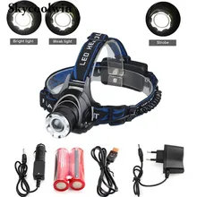 Фирменная новинка высокое Мощность 2000LM CREE XML T6 Рыбалка СВЕТОДИОДНЫЙ Фонарь фары головки вспышки света+ Зарядное устройство адаптер+ Батарея