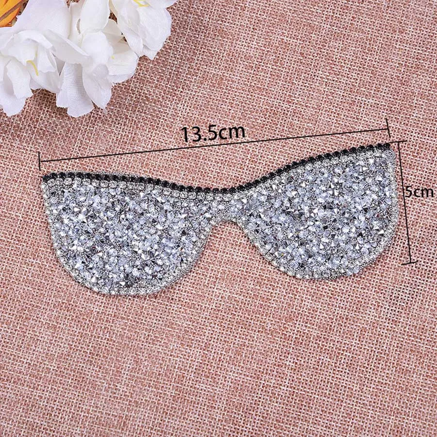 Fashion Patches For Clothes Embroidered Shiny Glasses Pattern Rhinestone Cloth Sticker Dress Jacket DIY Sewing Patch01 (6)