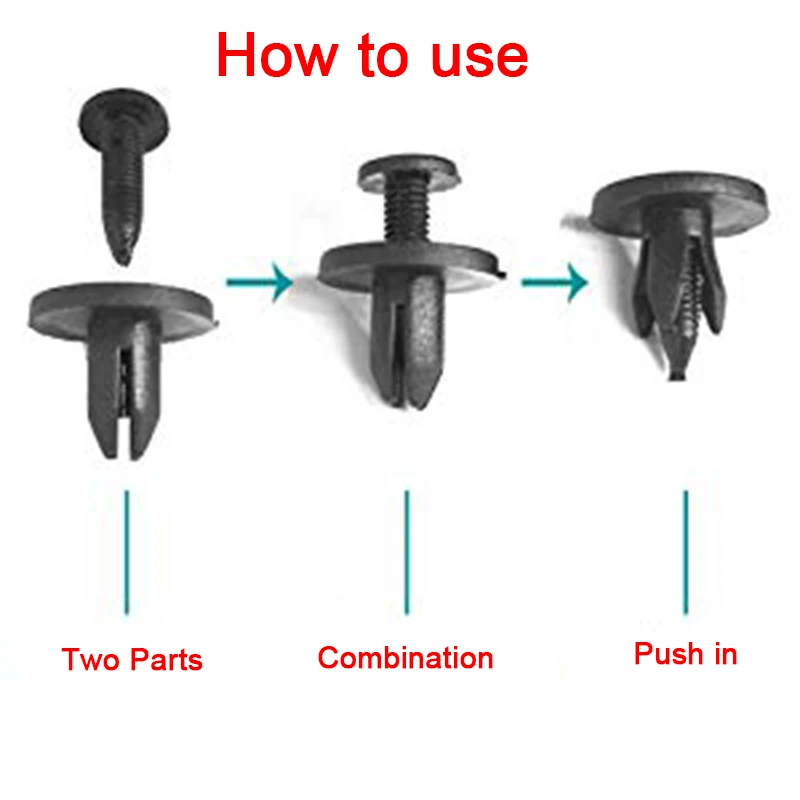 100/50 шт. Универсальный 8/6 мм черный автомобиль Пластик заклепки фиксатор крепления пуш-ап зажимы двери бампера Панель фиксатор Крепежная Скоба