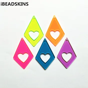 

New arrival! 45x29mm 100pcs acrylic Neon effect rhombus-shape charms for stud earrings/earrings accessories/Earring parts DIY