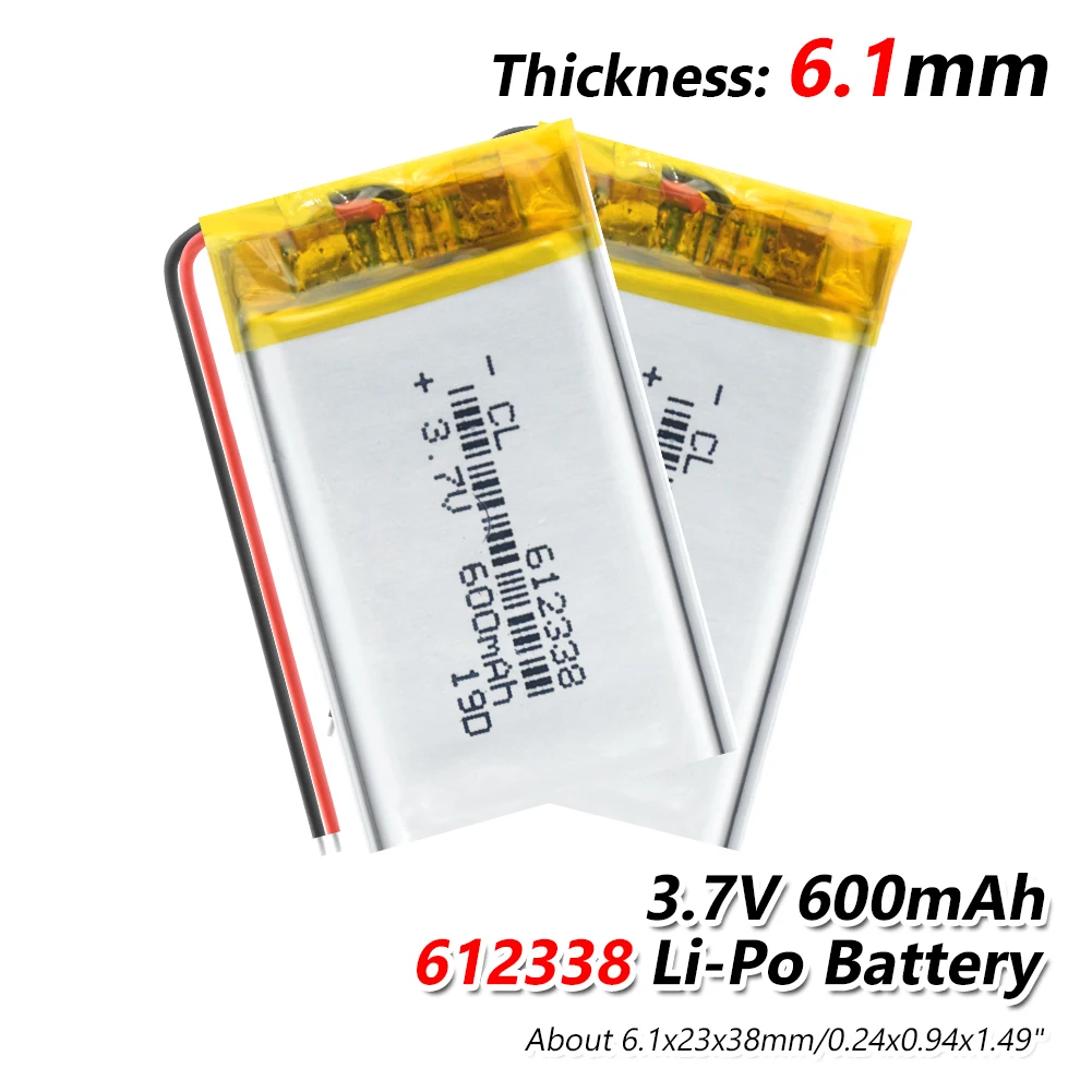 1/2/4 шт. литий полимерный аккумулятор 3 7 V 600mAh 612338 Li Po ионный Перезаряжаемые Батарея