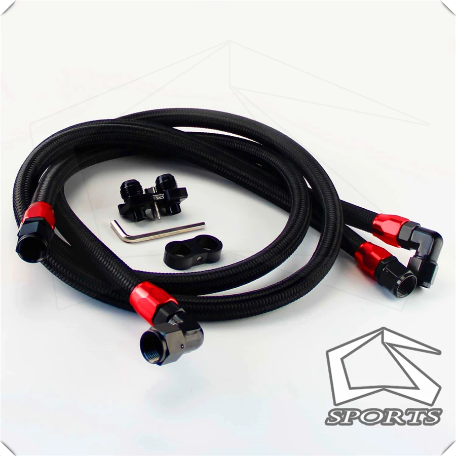 

AN10 Filter Sandwich Adapter+Nylon Braided or SS Braided Oil Line Fits For BMW E36 E82 E9X 135/335 E46 M3 Black/Blue