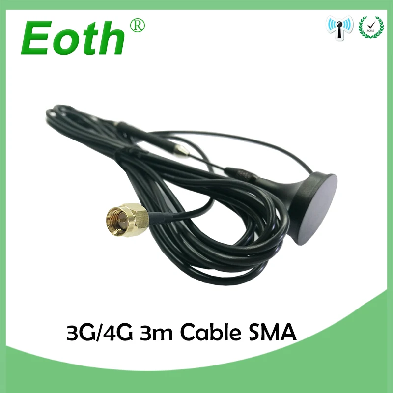 2 шт. 4G LTE Антенна 10dbi SMA разъем 698 960/1700 2700 МГц магнитное основание 3 м кабель + 20 см