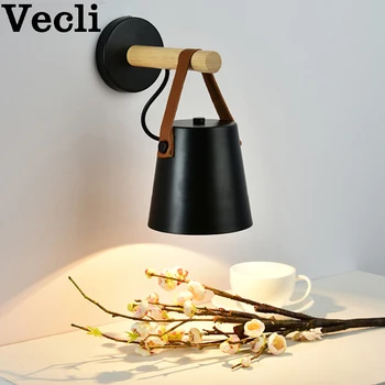 

Modern nordic macaron bedroom aisle corridor solid wood belt bedside wall lamp e27 wandlamp bra lampara pared interior sconce