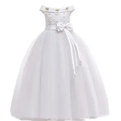 Платье принцессы для первого причастия с цветочным узором для девочек на свадьбу; вечернее платье для девочек; костюм для малышей; бальное