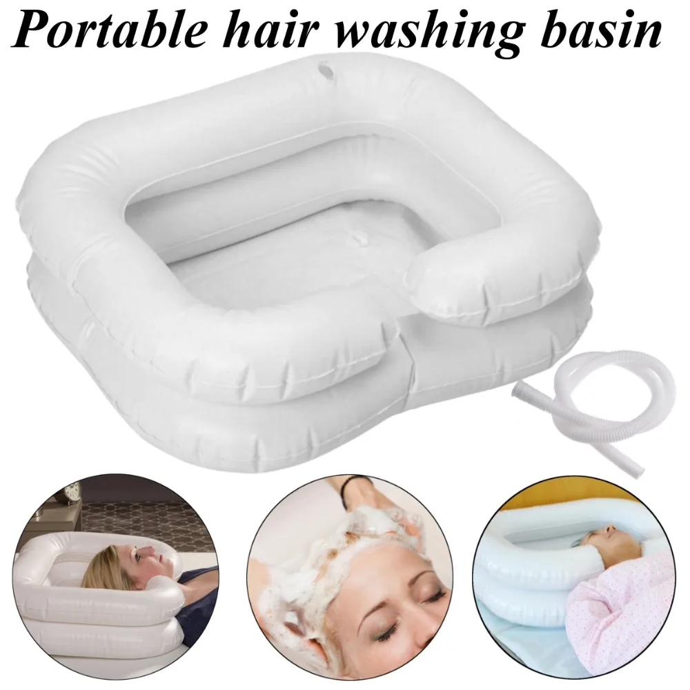 

Inflatable Hair Washing Basin Portable Shampoo Tray With Drain Tube Handicap Bed Rest Aid Use Salon Treatment Hairdressing Tool