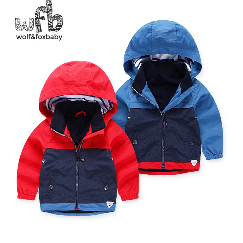 Retail 2-8 years children coats Stitching color fashion full-sleeves trench kids spring autumn fall