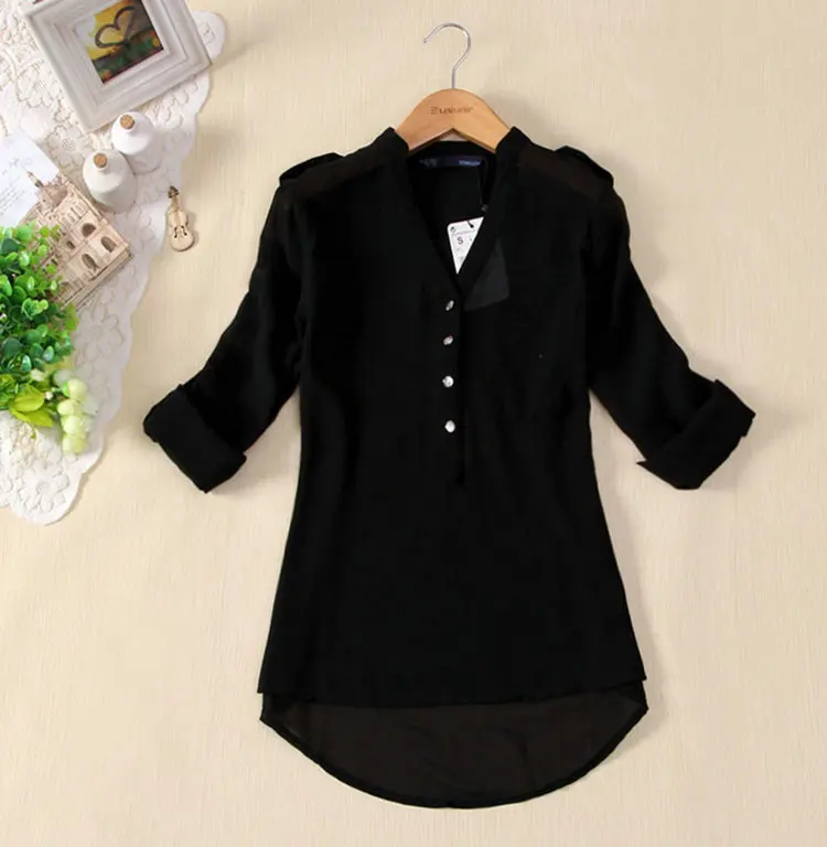 Cuello Moda Blusas Unid Mujer Camisa 1 Solapa De Para Gasa wPxBTT5Y