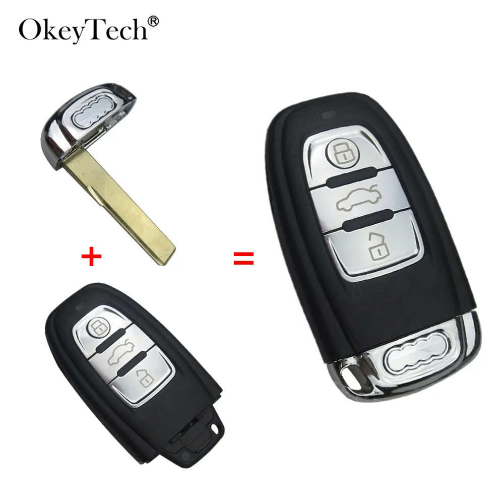 OkeyTech высокое качество 3 кнопки умный дистанционный Автомобильный ключ оболочки для Audi A4L A6L A5 Q5 RS5 Q5 Quattro чехол для автомобильного ключа с лезвием