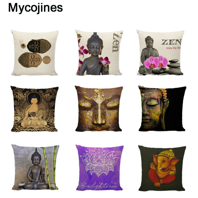Подушка "Будда", наволочка в индийском стиле с рисунком слона, наволочка для дивана, автомобильное сиденье, домашний декор, хлопок, лен, наволочка для подушки
