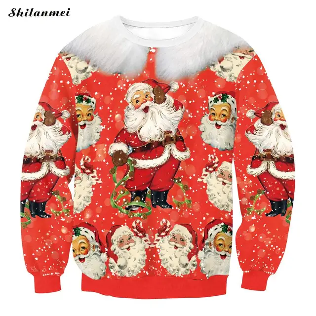 2017 Fashion Merry Christmas Santa Claus Printed Men/Women Sweatshirt