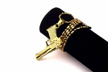 Brand new Hip Hop Gold Plated Men women Jewelry fashion gun Pendant Statement Necklace rock Chain Necklaces &Pendants for unisex