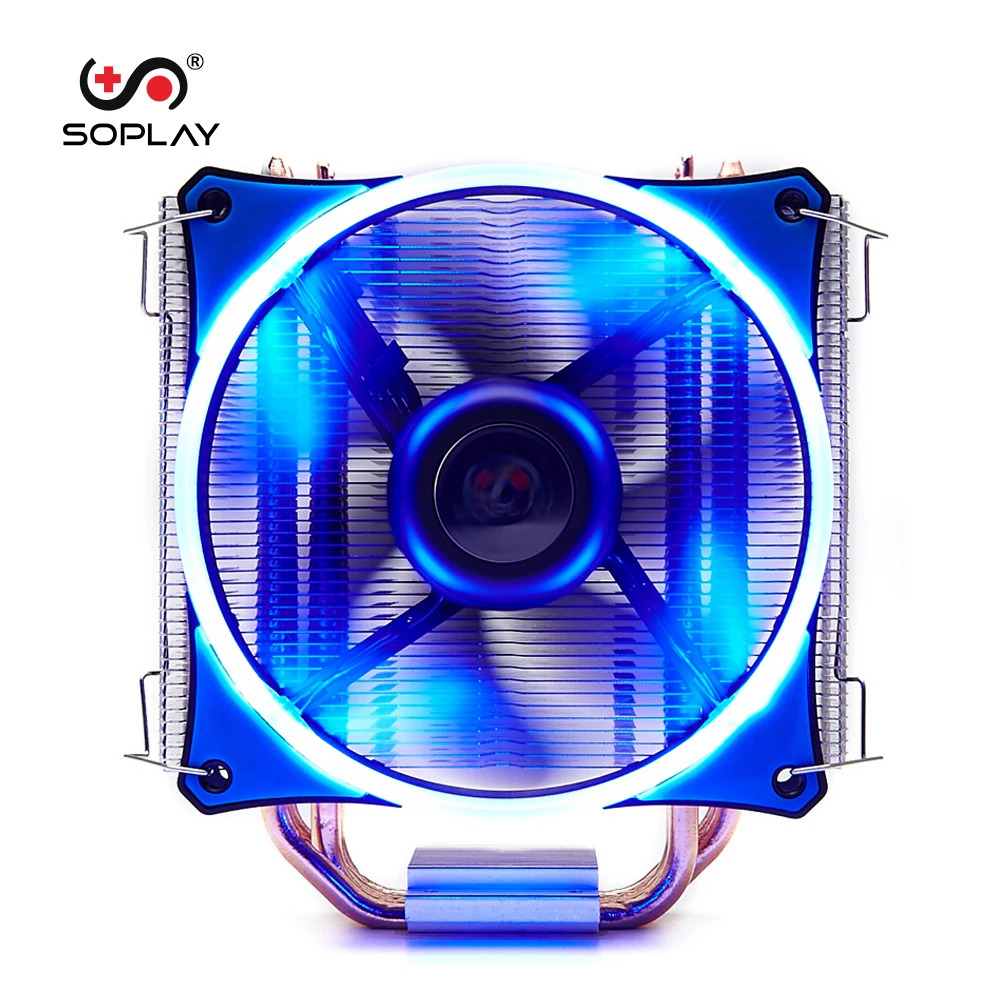 SOPLAY cpu Cooler 4 тепловые трубки 4pin 12 см светодиодный вентилятор ПК компьютер для Intel LGA 115X AMD все серии охлаждения процессора радиатор вентилятор