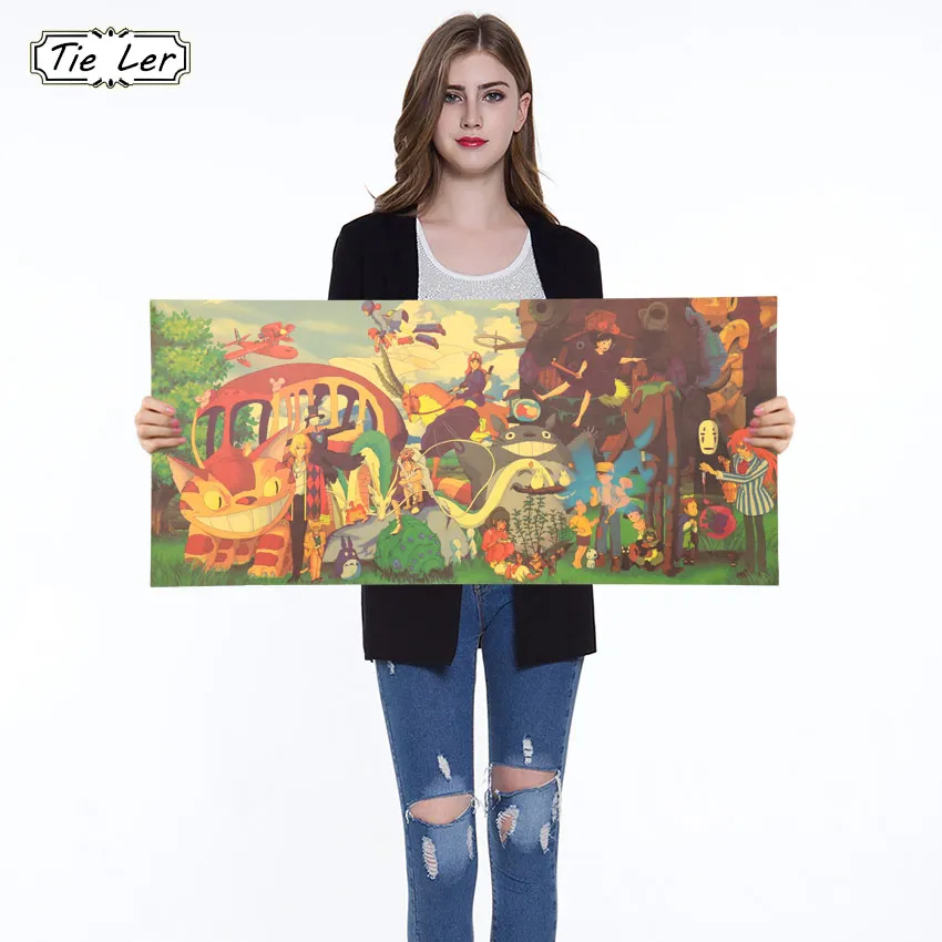 

Cartoon Anime Hayao Miyazaki Movie Kraft Paper Poster Bar Home Decor Painting Wall Sticker 71x32.5cm