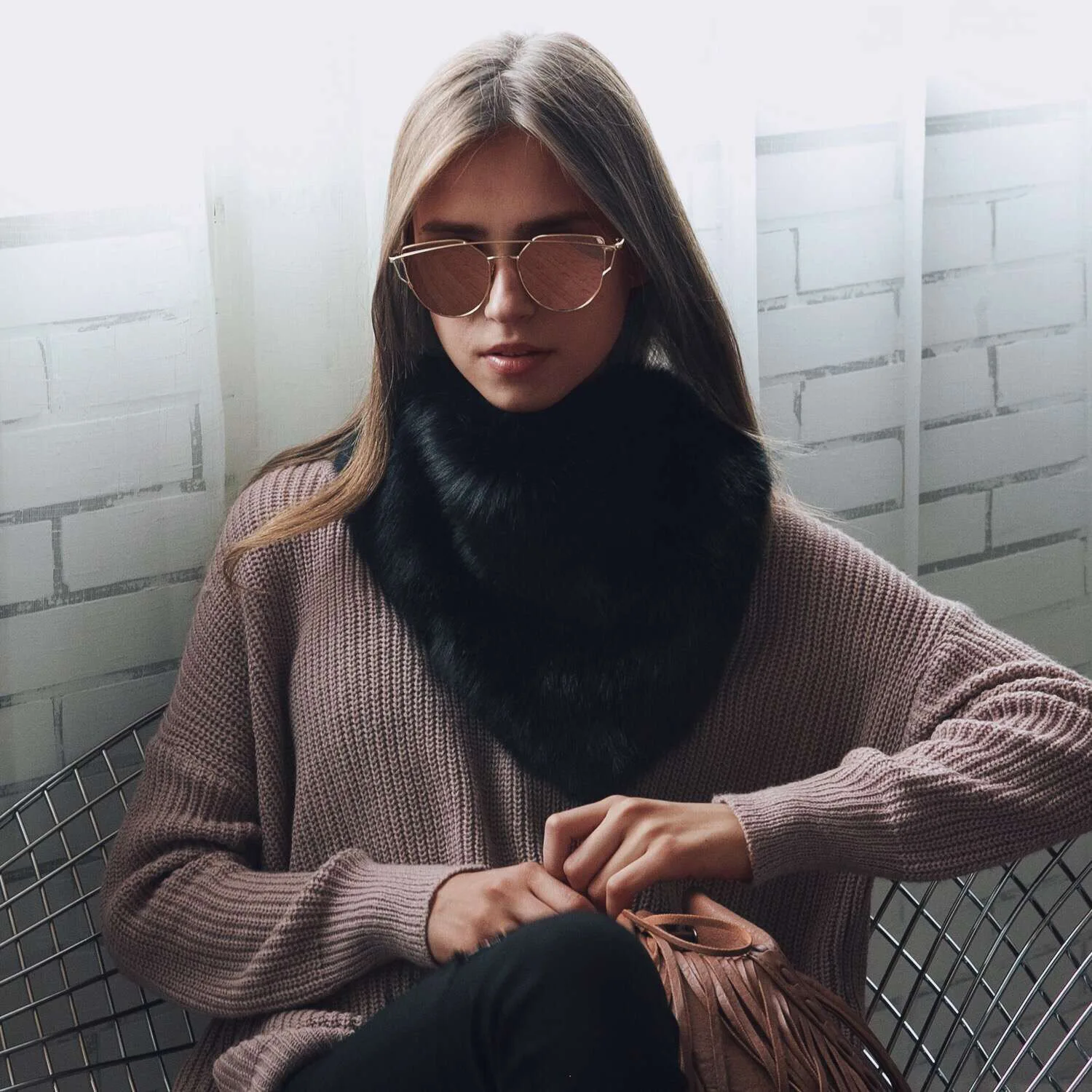 Lady blinger из искусственного лисьего меха; треугольные шали и палантины Женская мода меховой для шеи теплые разноцветные зимний шарф
