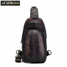 Мужская Повседневная модная нагрудная сумка Crazy Horse из толстой кожи, Дизайнерская Дорожная сумка через плечо, мужская сумка 8006db