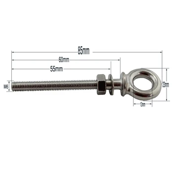 

Stainless Marine Heavy Lifting Long Eye Bolt Marine Lifting HX Long Eye Bolt Ring Screw Loop Hole for Cable Rope 5pcs M6